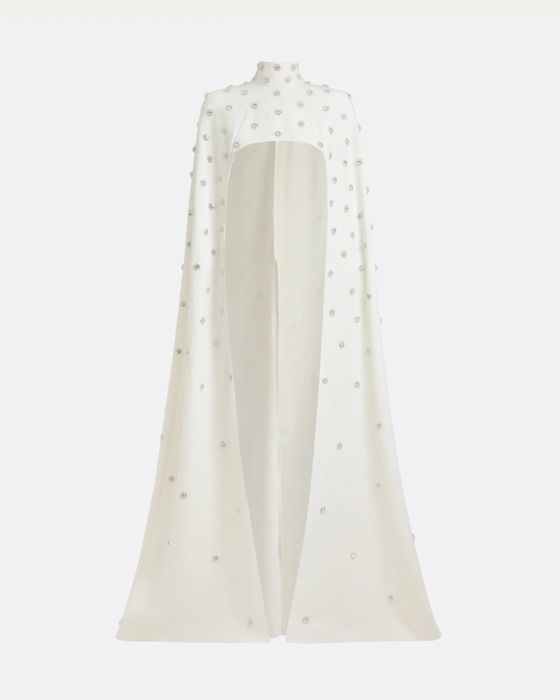 embellished ivory gown with high-neck cape overlay – CELESTIA