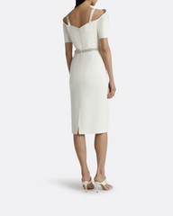 Off-the-shoulder midi dress with embellished waist -Linda