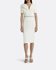 Off-the-shoulder midi dress with embellished waist -Linda