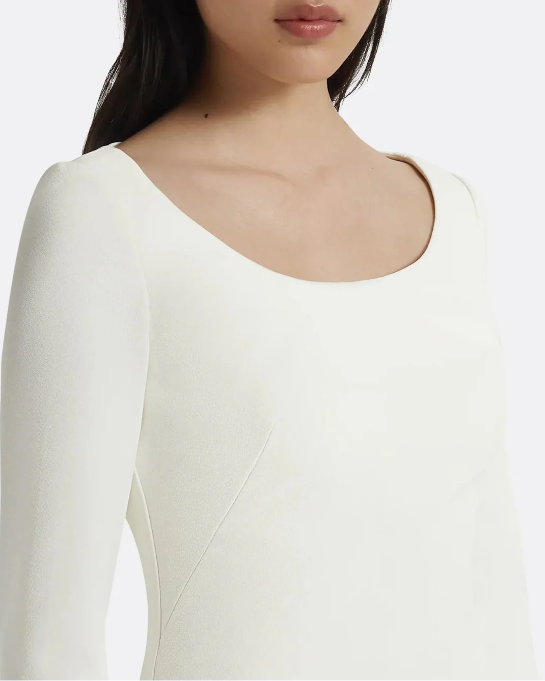 Long-sleeve column dress with embellished neckline and shoulder cape -Emily