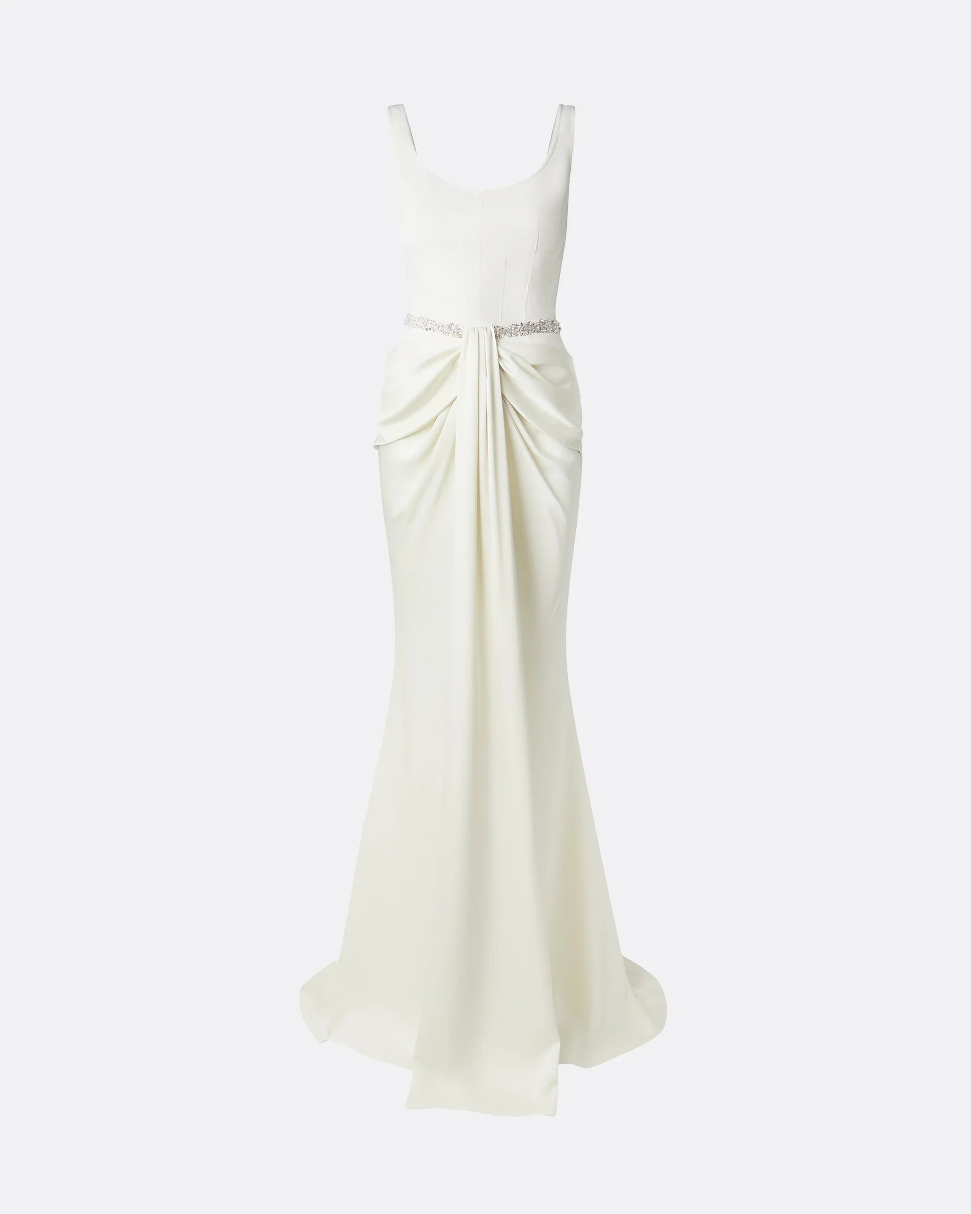 sleeveless gown with draped front and crystal waist – ELOISE