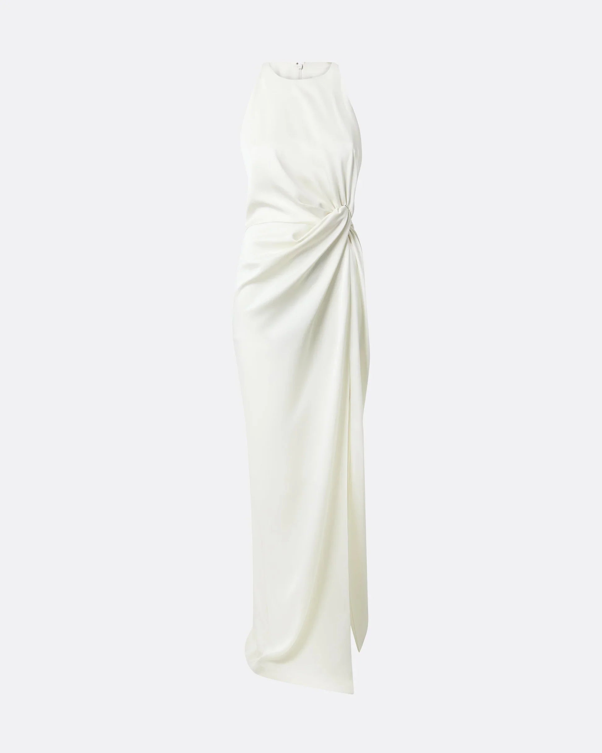halter-neck gown with knotted waist and slit – LIVIN