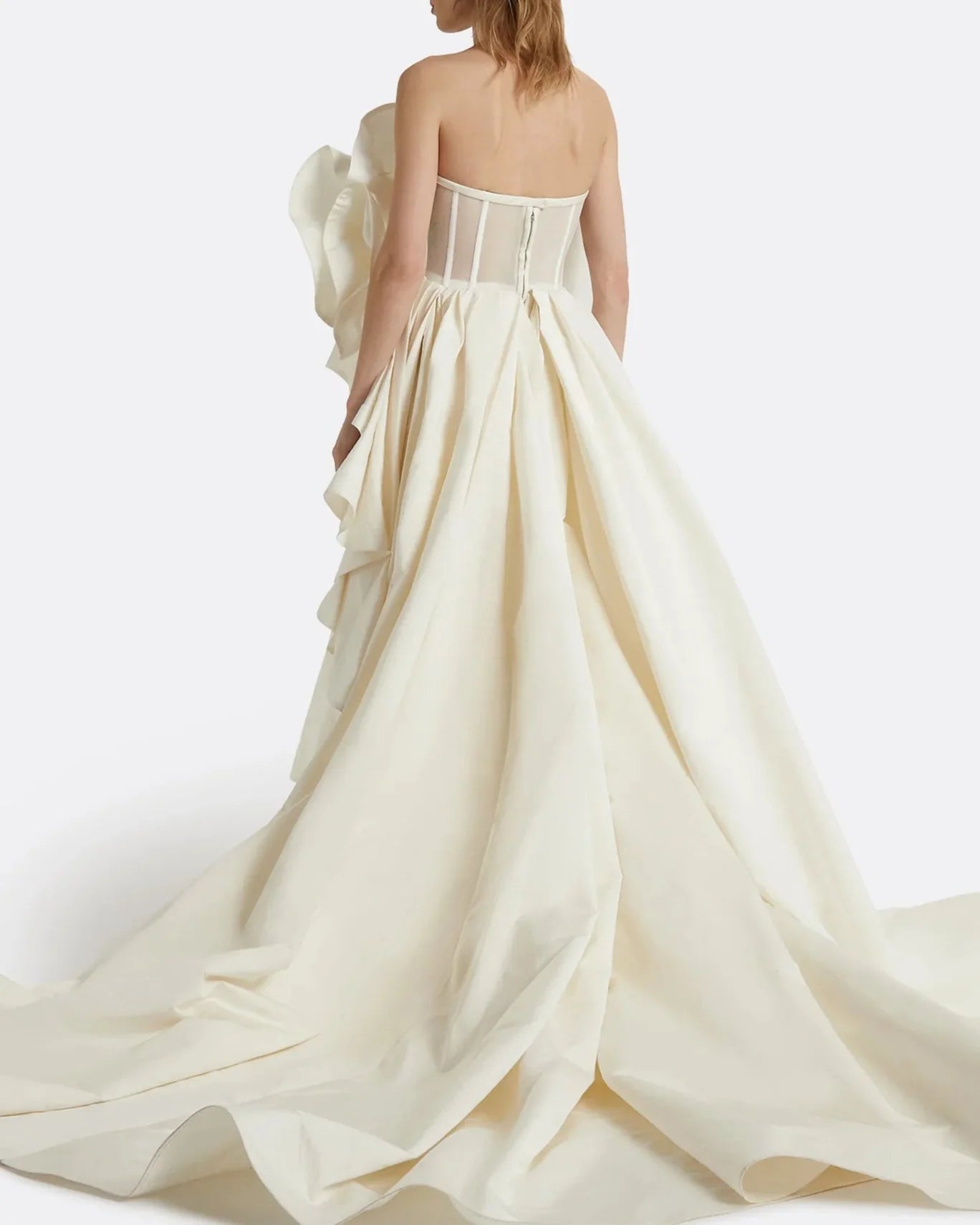 Strapless gown with oversized bow and tiered train - Susan