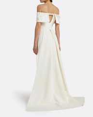 Off-shoulder column dress with embellished cape - Cary