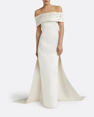 Off-shoulder column dress with embellished cape - Cary