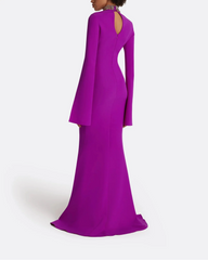 long-sleeve mermaid gown with beaded collar – VIOLETTA