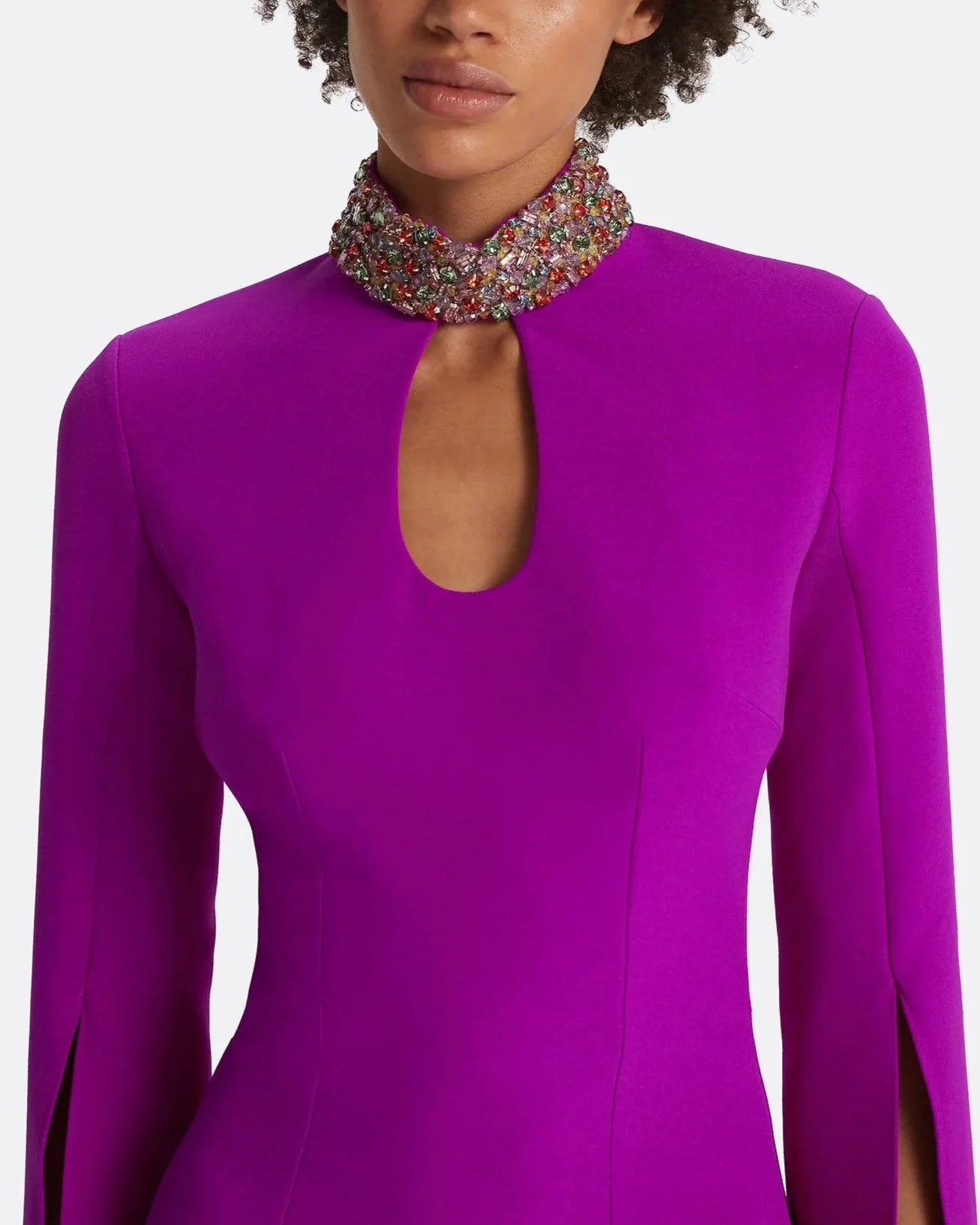 long-sleeve mermaid gown with beaded collar – VIOLETTA