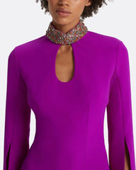 long-sleeve mermaid gown with beaded collar – VIOLETTA