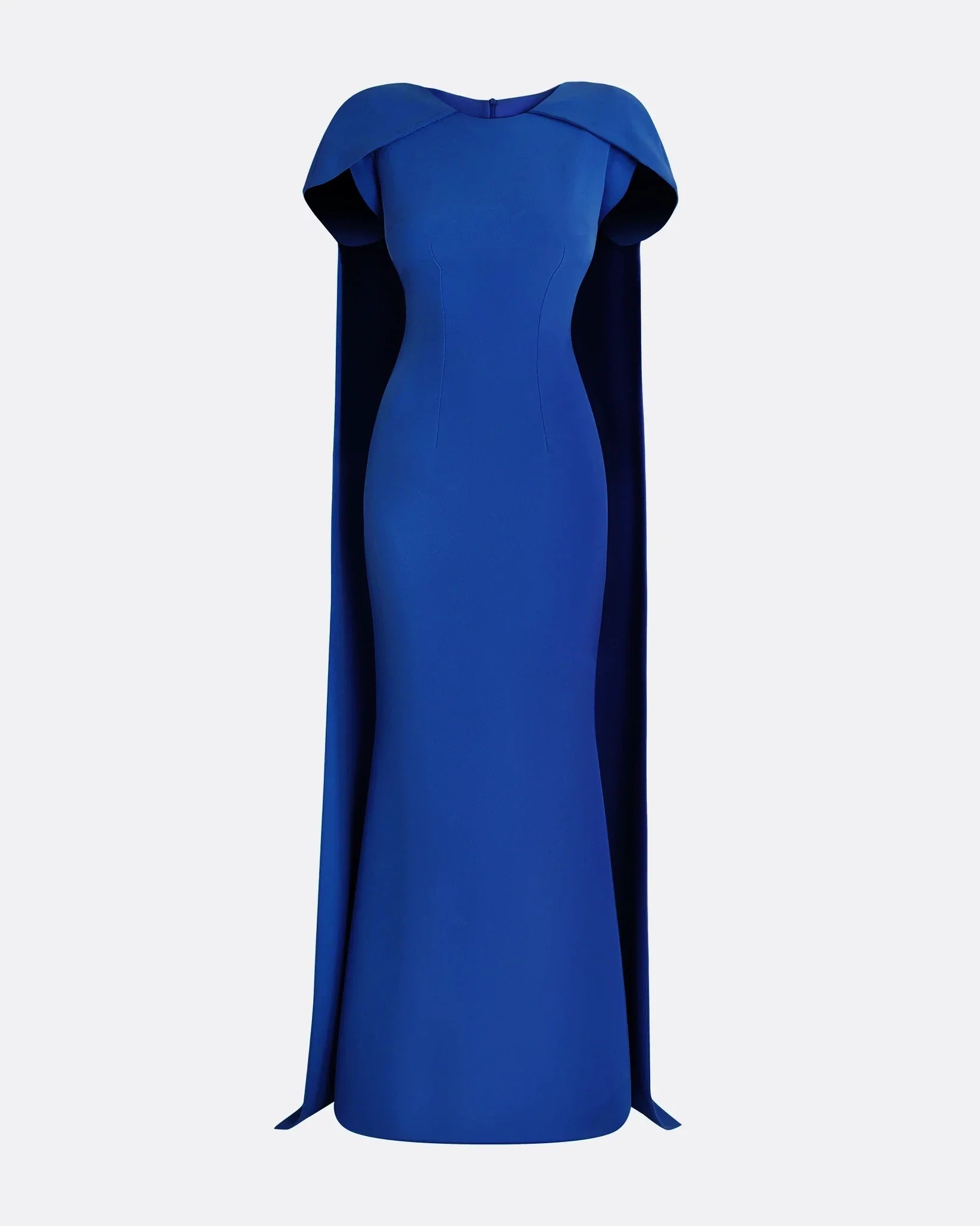 cape-sleeve column gown with high neckline – AZEIR