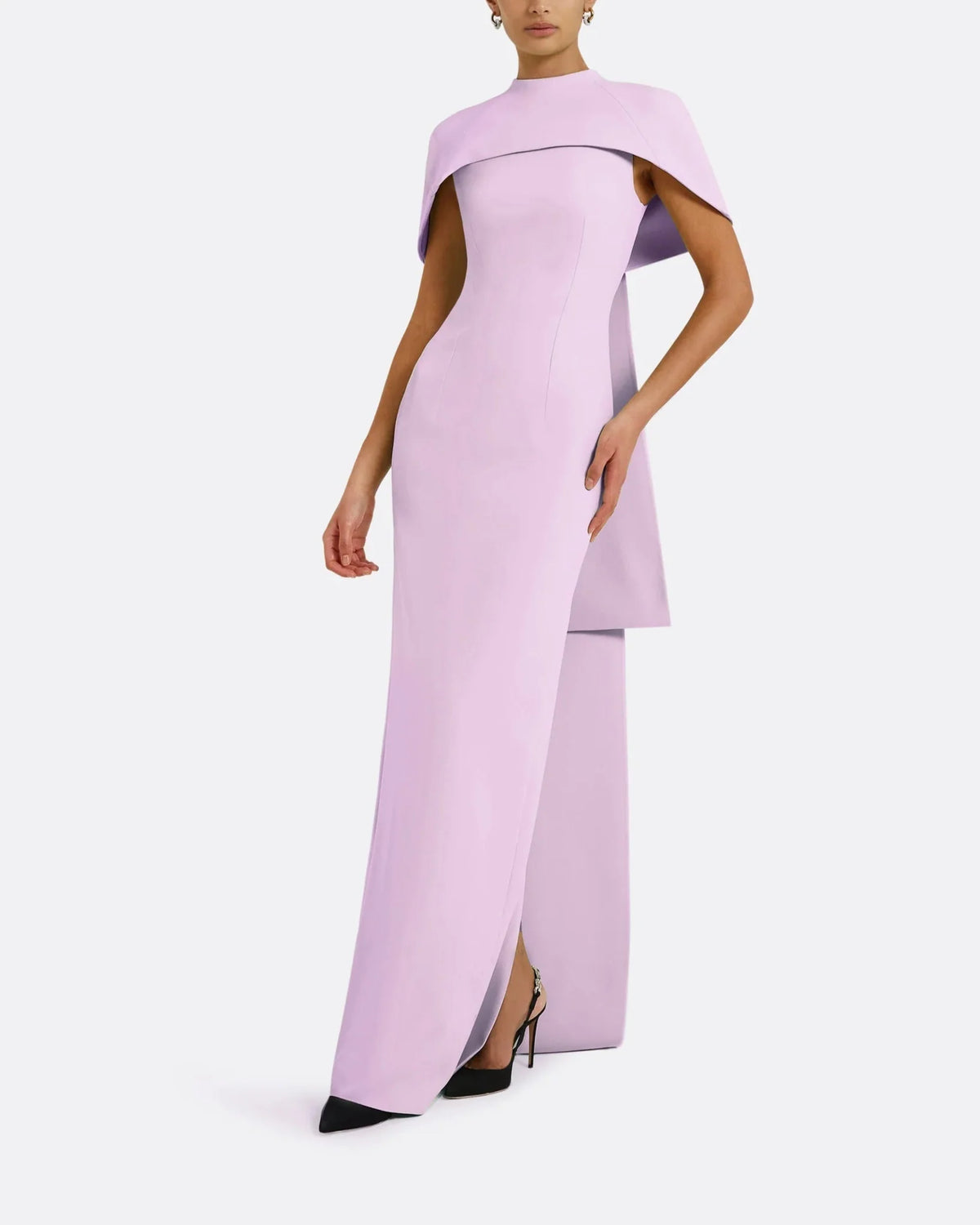 structured cape-sleeve gown with back panel – LILOS