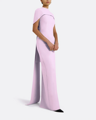 structured cape-sleeve gown with back panel – LILOS