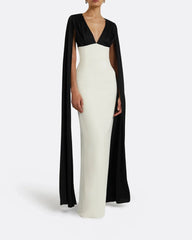 Two-tone column dress with cape - Arya