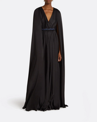 V-neck pleated dress with embellished waist-Patricia