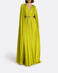 V-neck pleated dress with embellished waist-Patricia