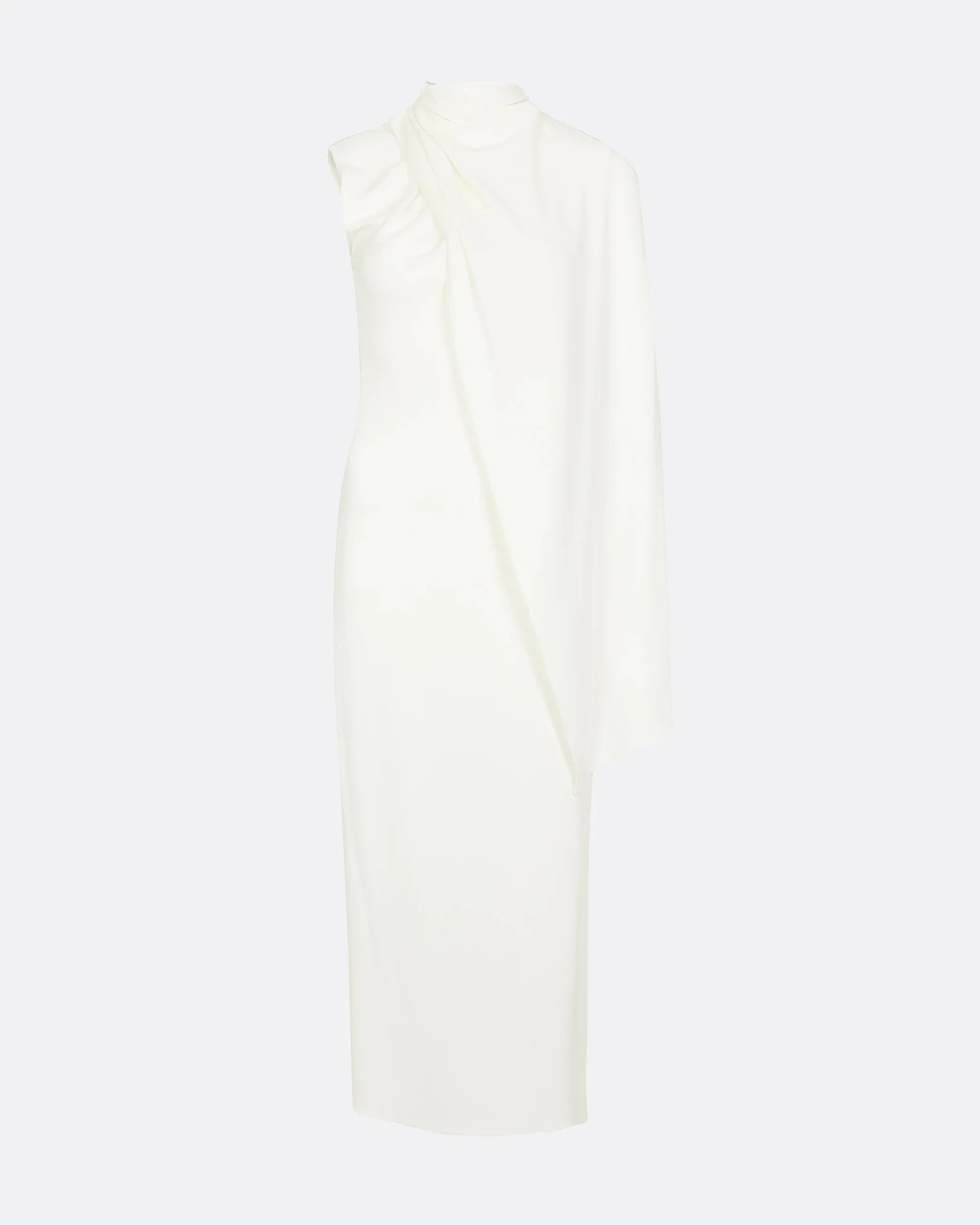 sleeveless midi dress with sculpted shoulder cape – IVORYA