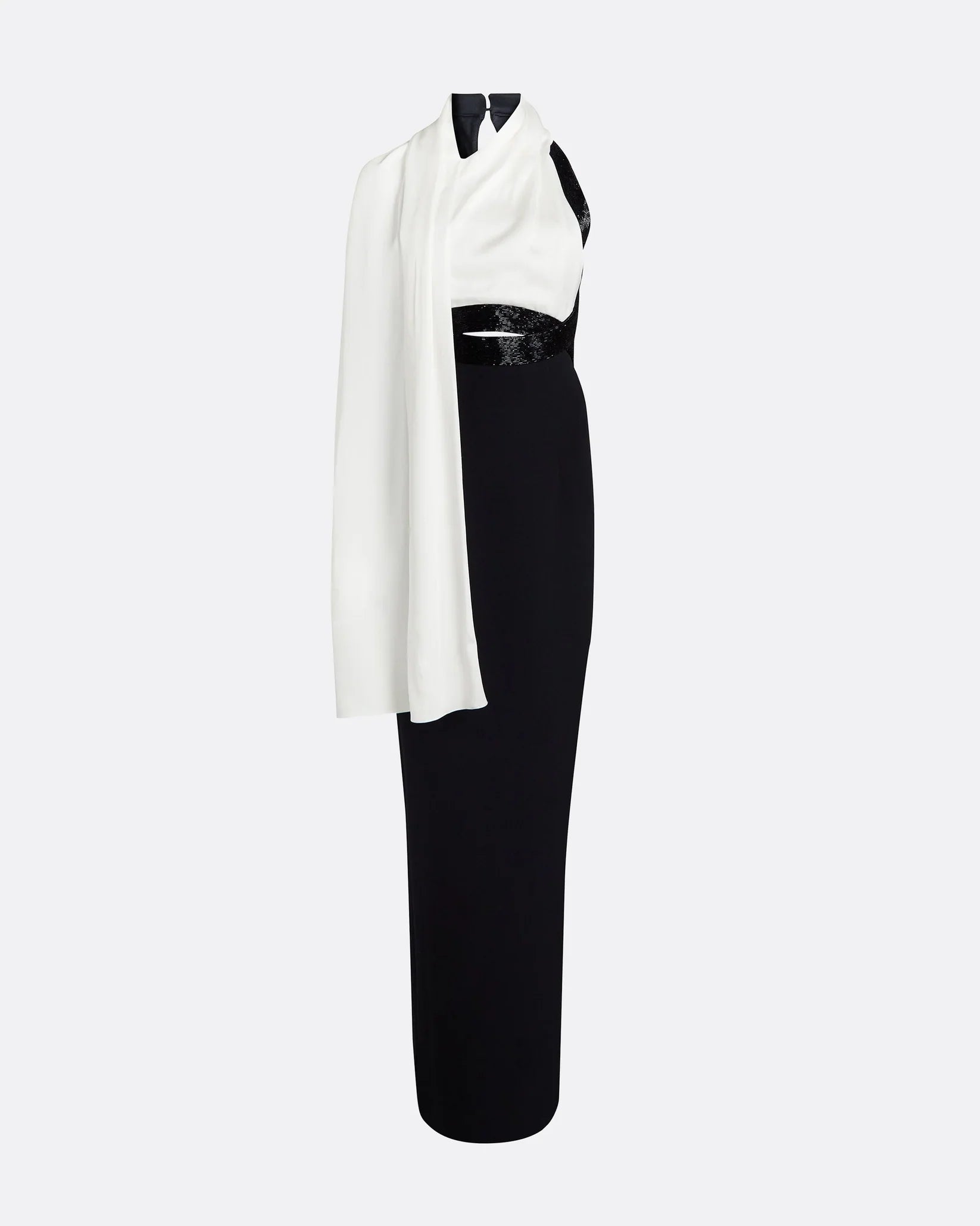 One-shoulder column dress with contrasting draped cape - Darla