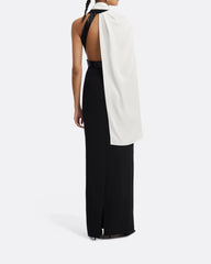 One-shoulder column dress with contrasting draped cape - Darla