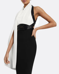 One-shoulder column dress with contrasting draped cape - Darla