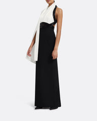 One-shoulder column dress with contrasting draped cape - Darla