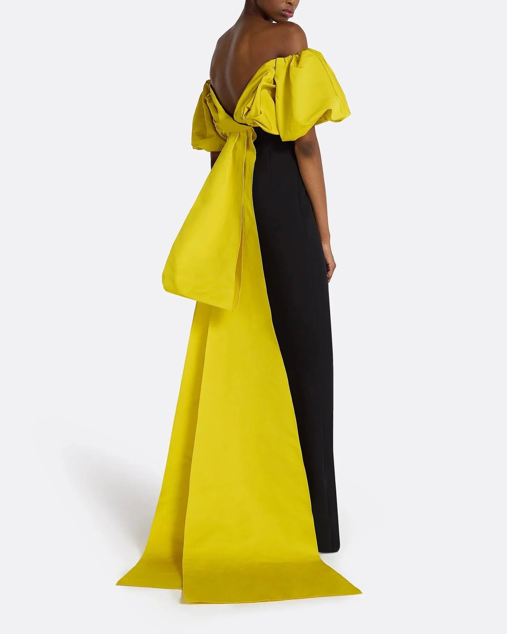 Off-shoulder column dress with voluminous ruffle bodice – ZENITH