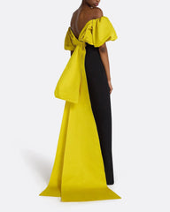 Off-shoulder column dress with voluminous ruffle bodice – ZENITH