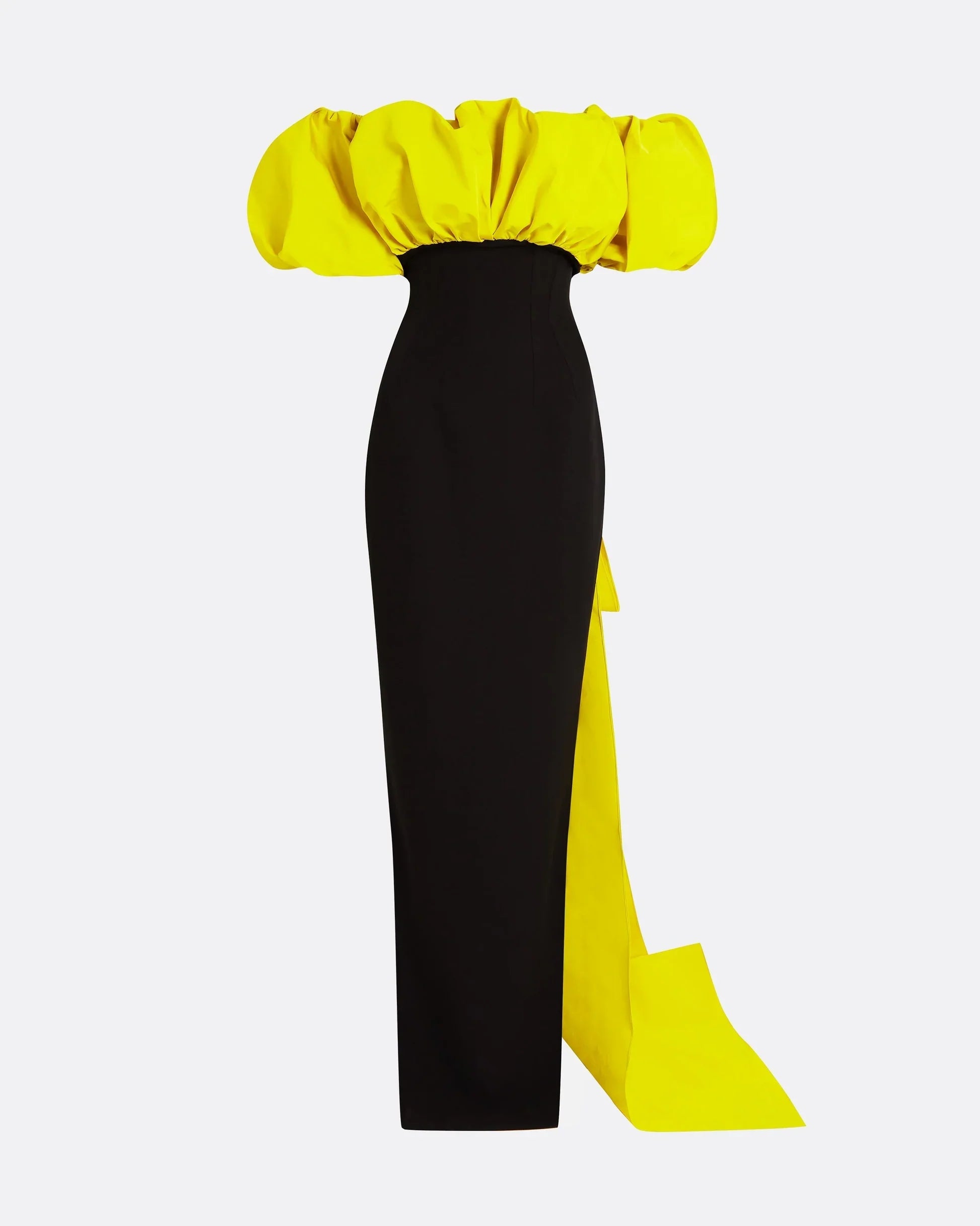 Off-shoulder column dress with voluminous ruffle bodice – ZENITH