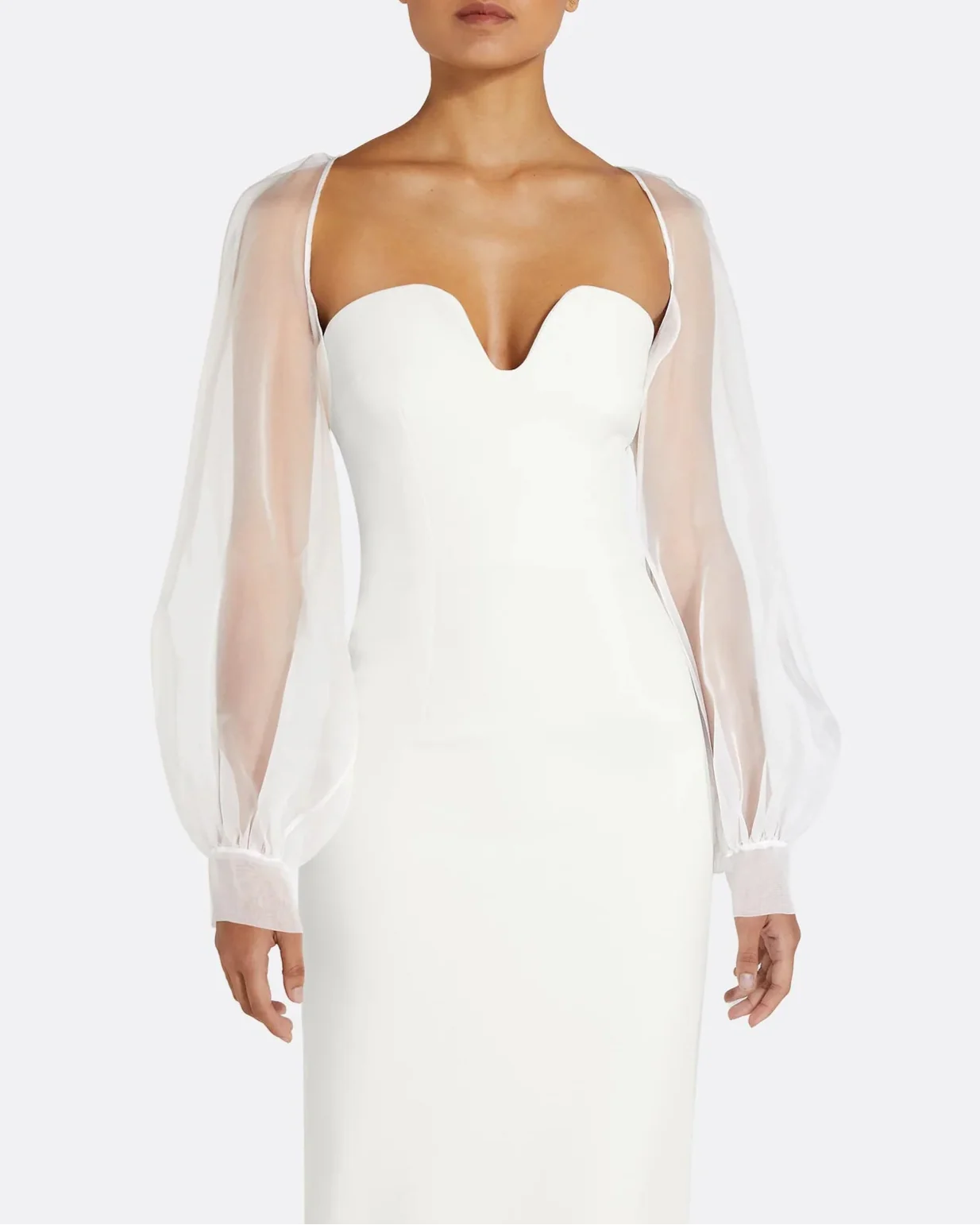 Sheer Puff Sleeve Midi Dress - Reta