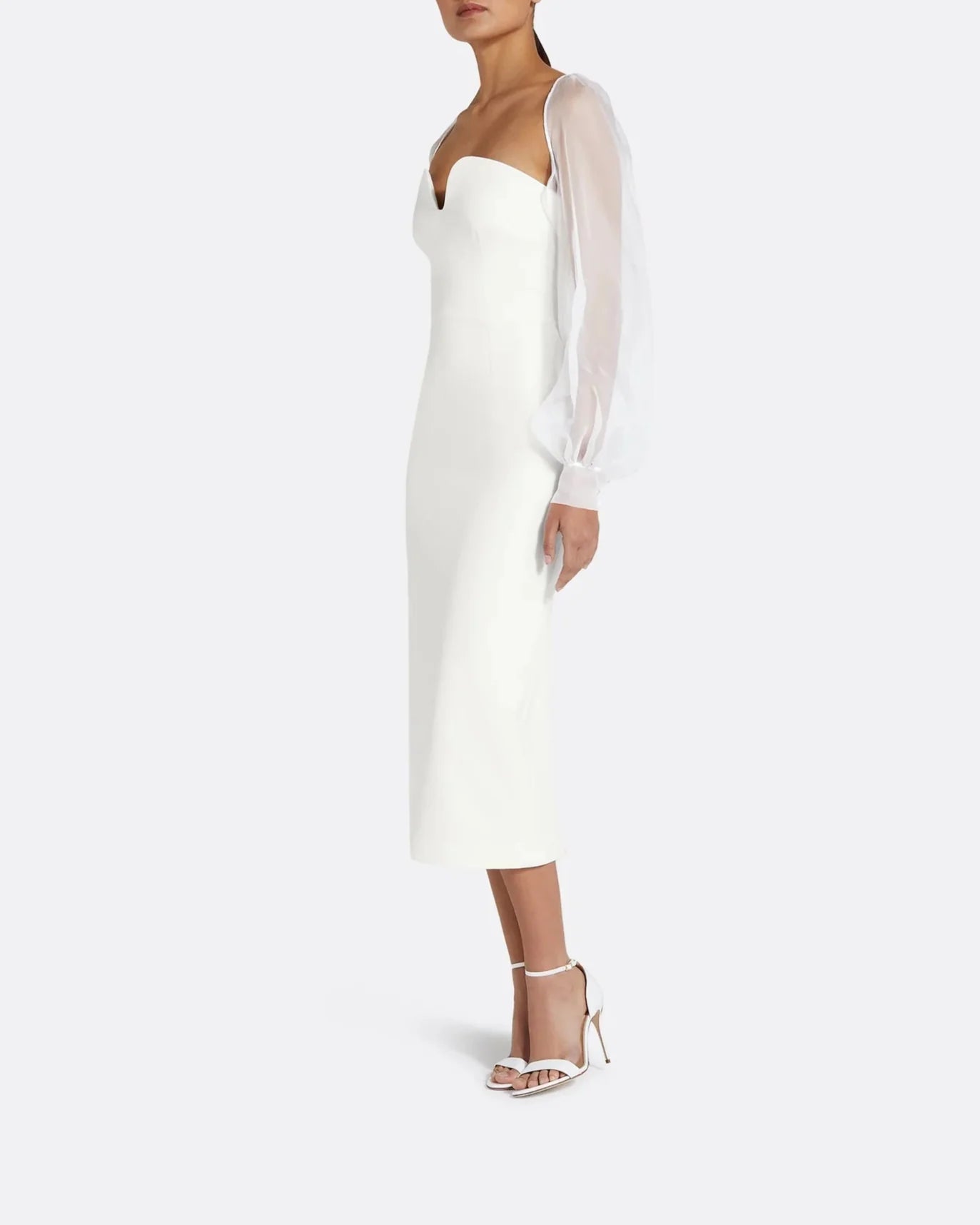 Sheer Puff Sleeve Midi Dress - Reta