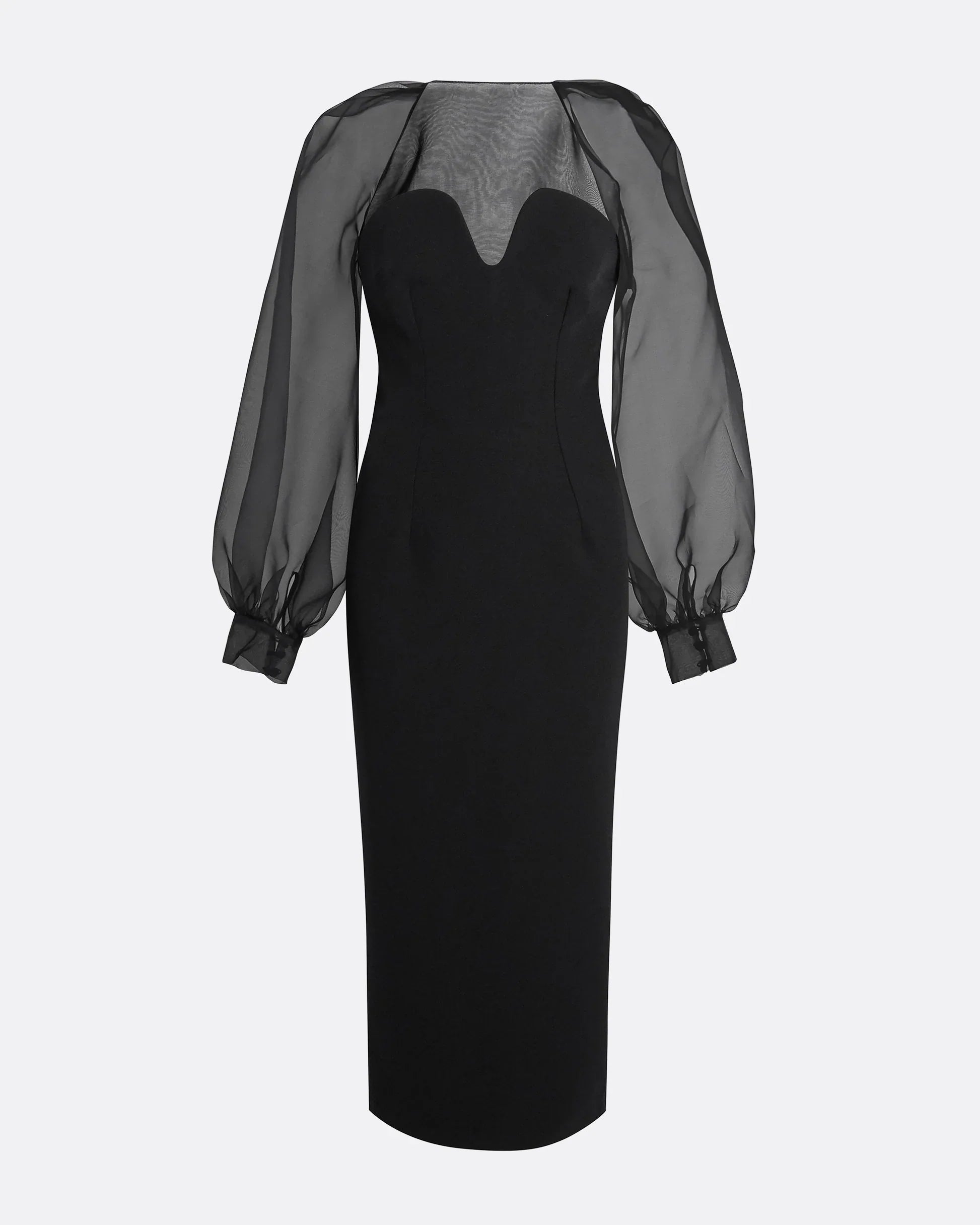 sweetheart midi dress with organza puff sleeves – VELORA