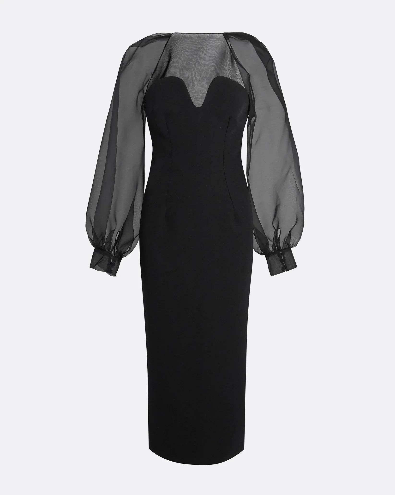 Sheer Puff Sleeve Midi Dress - Reta