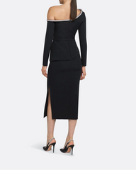 One shoulder midi dress with embellished neckline - Bella