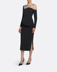 One shoulder midi dress with embellished neckline - Bella
