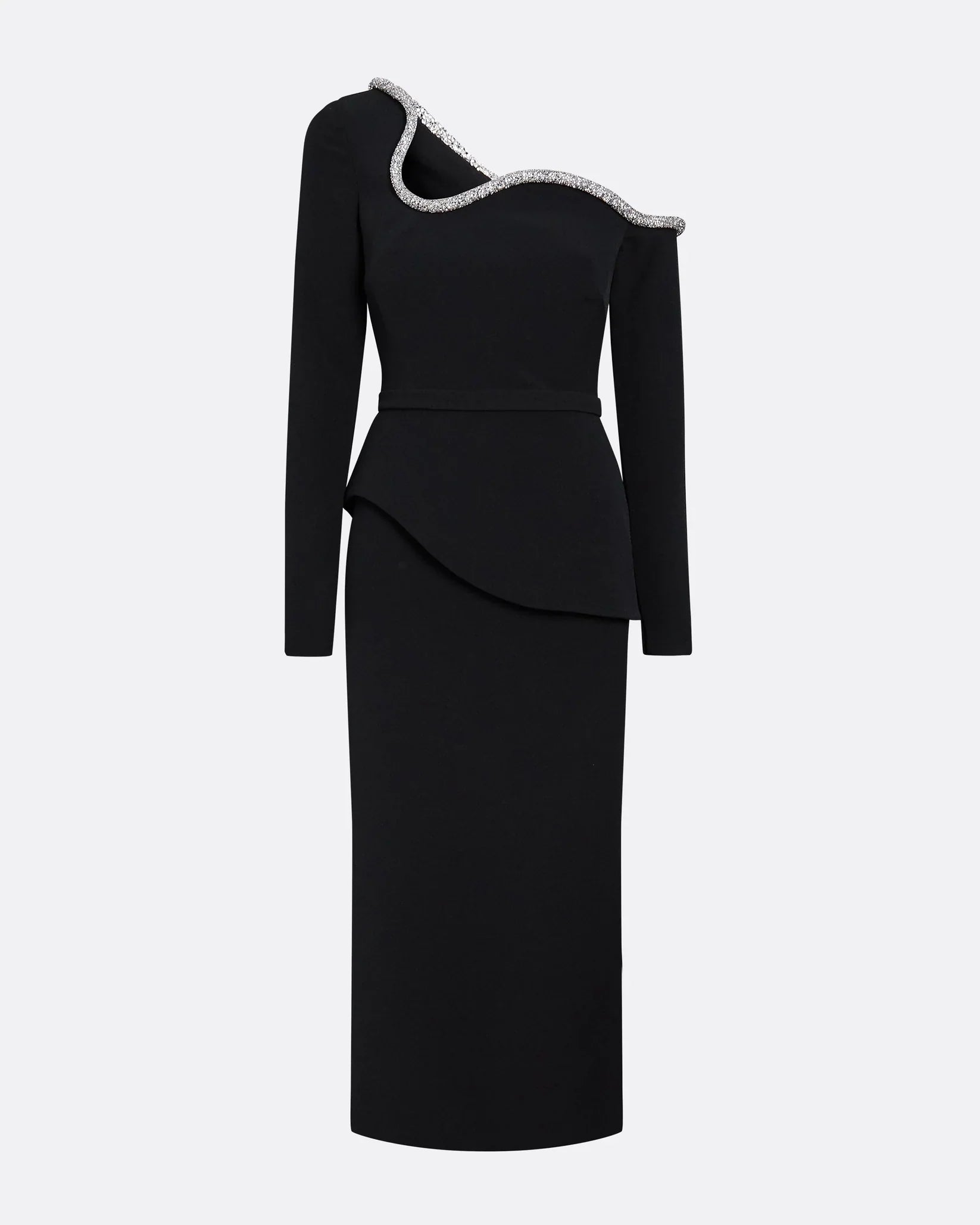 One shoulder midi dress with embellished neckline - Bella