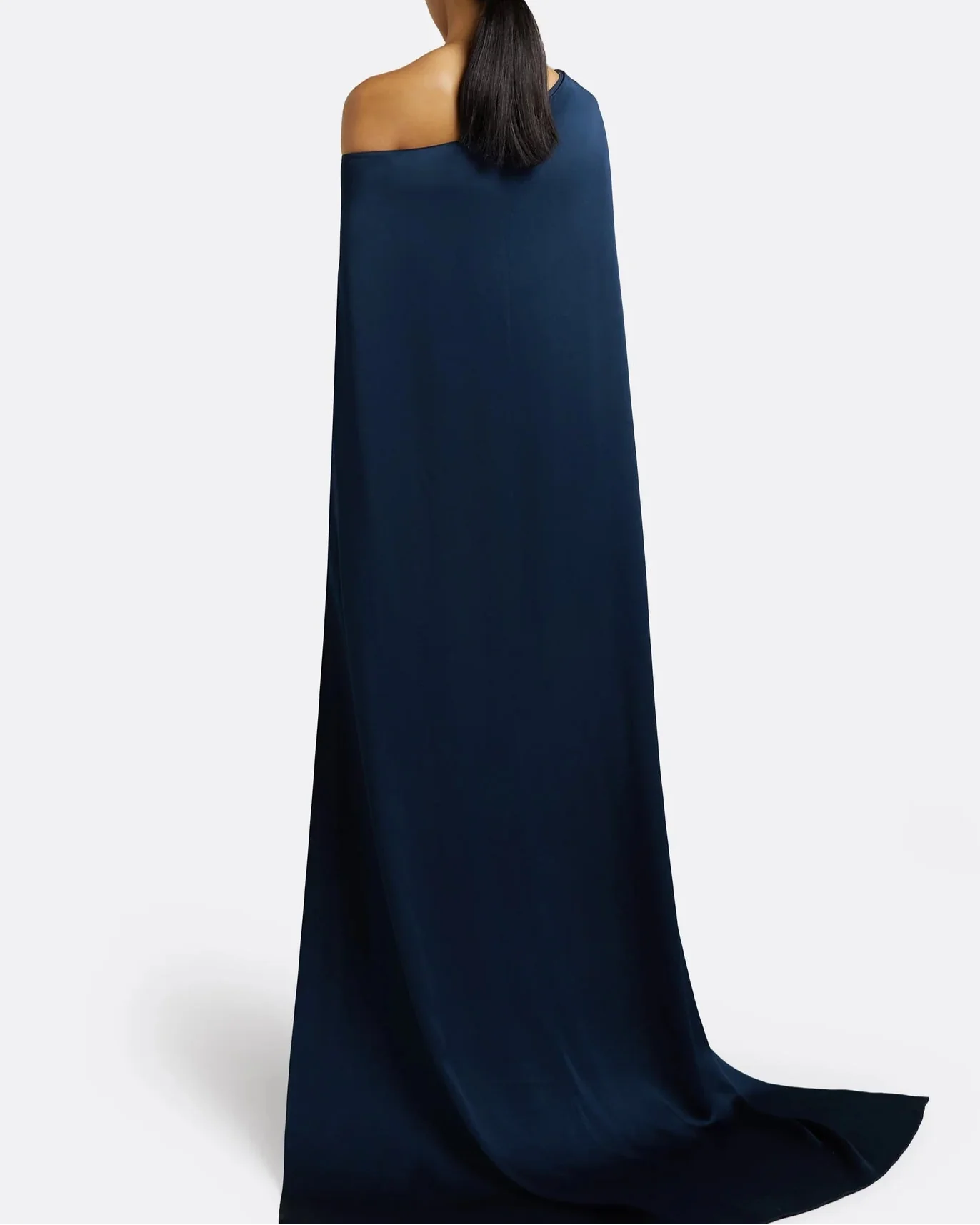 One shoulder column dress with twisted cape - Abby