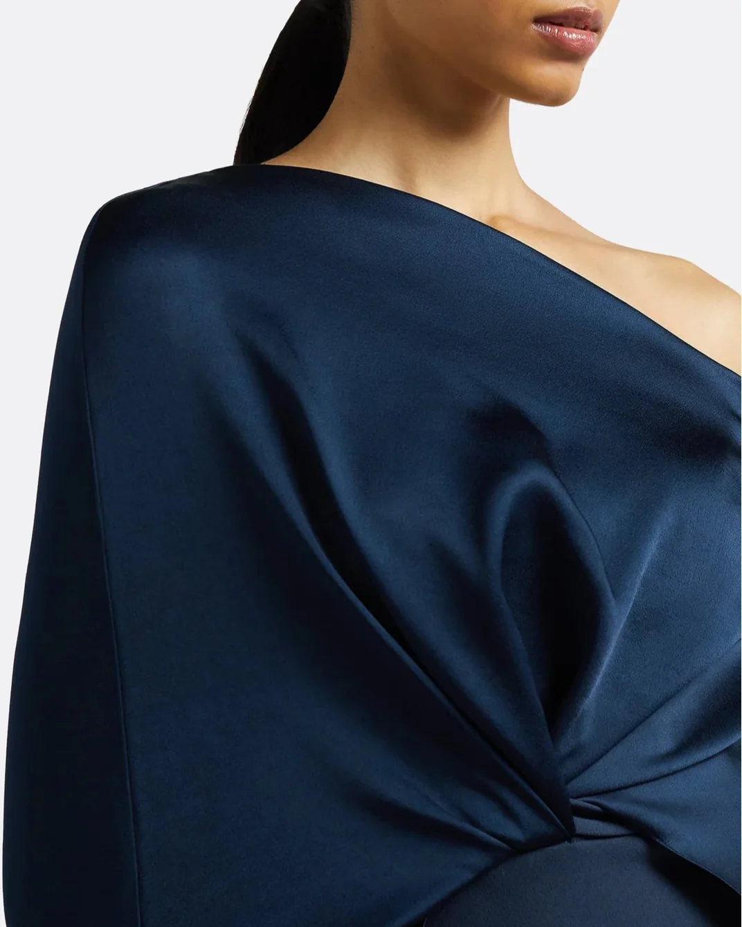 One shoulder column dress with twisted cape - Abby