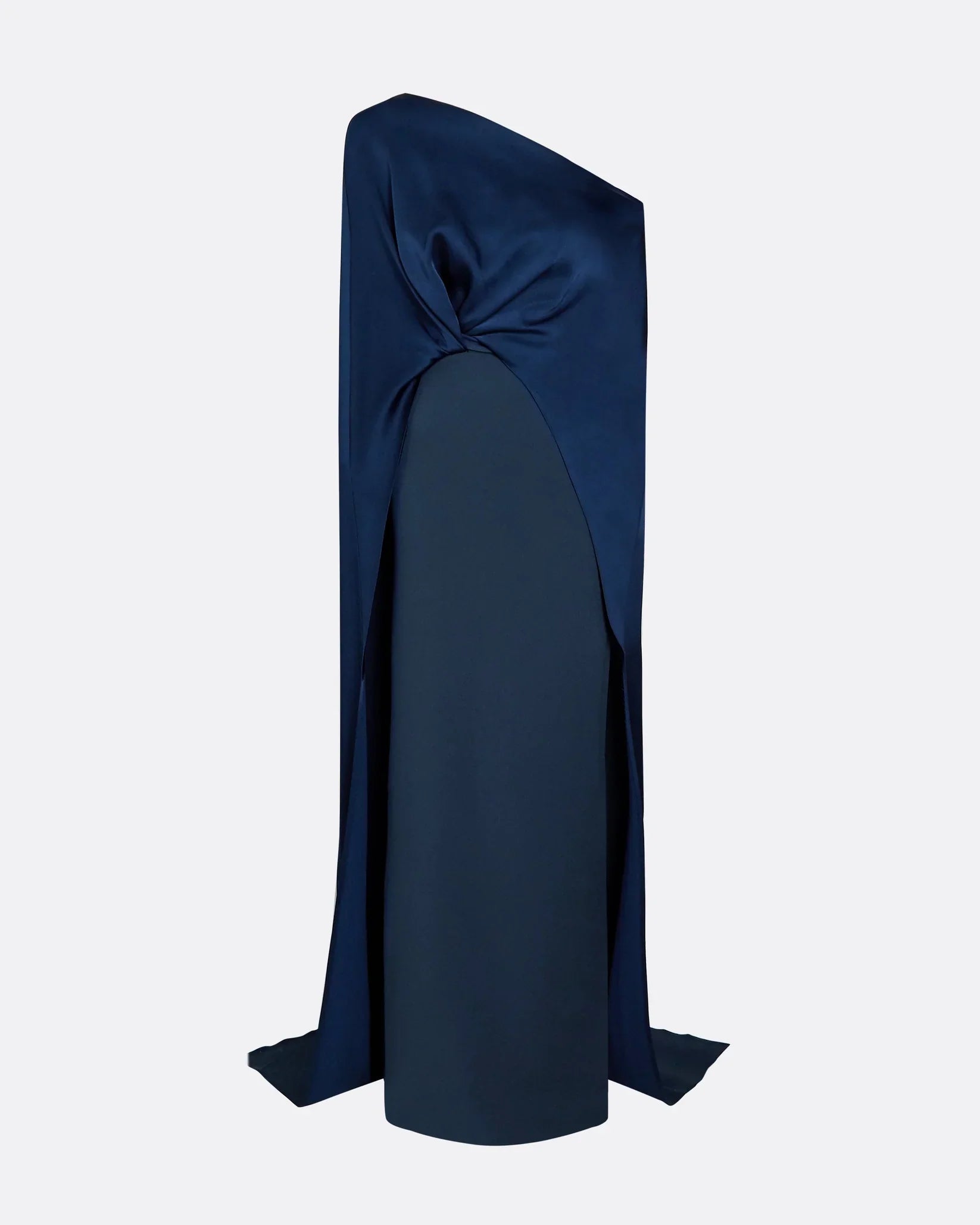 One shoulder column dress with twisted cape - Abby