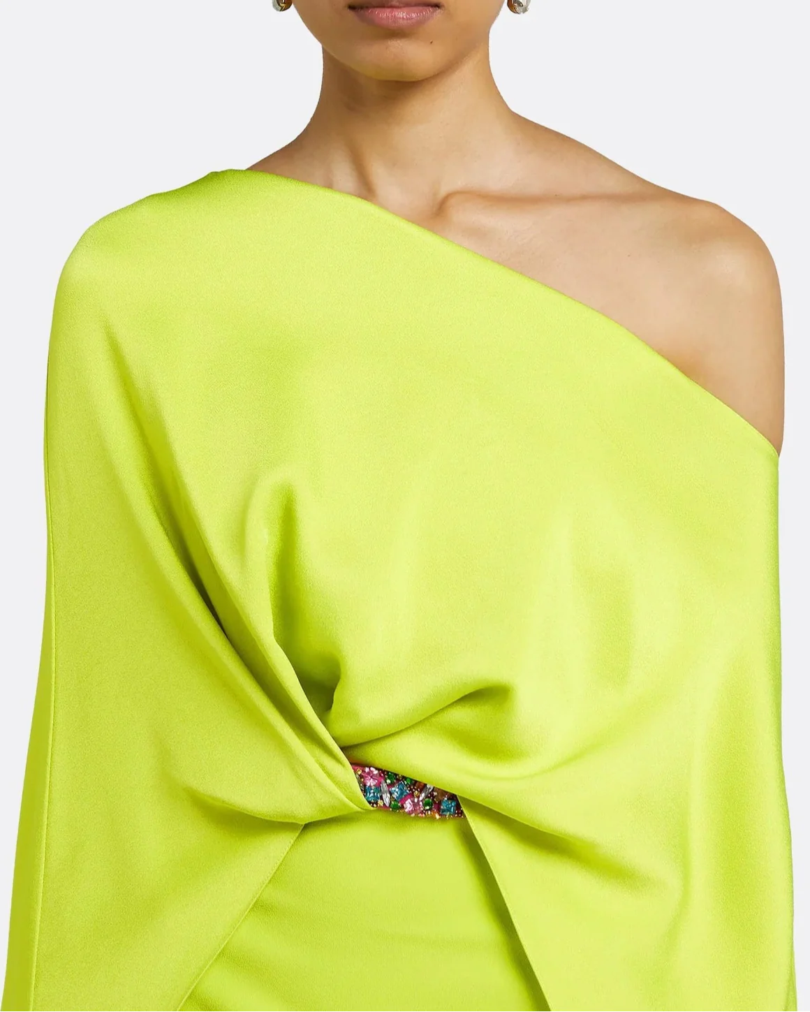 One-shoulder column dress with draped cape - Sarah