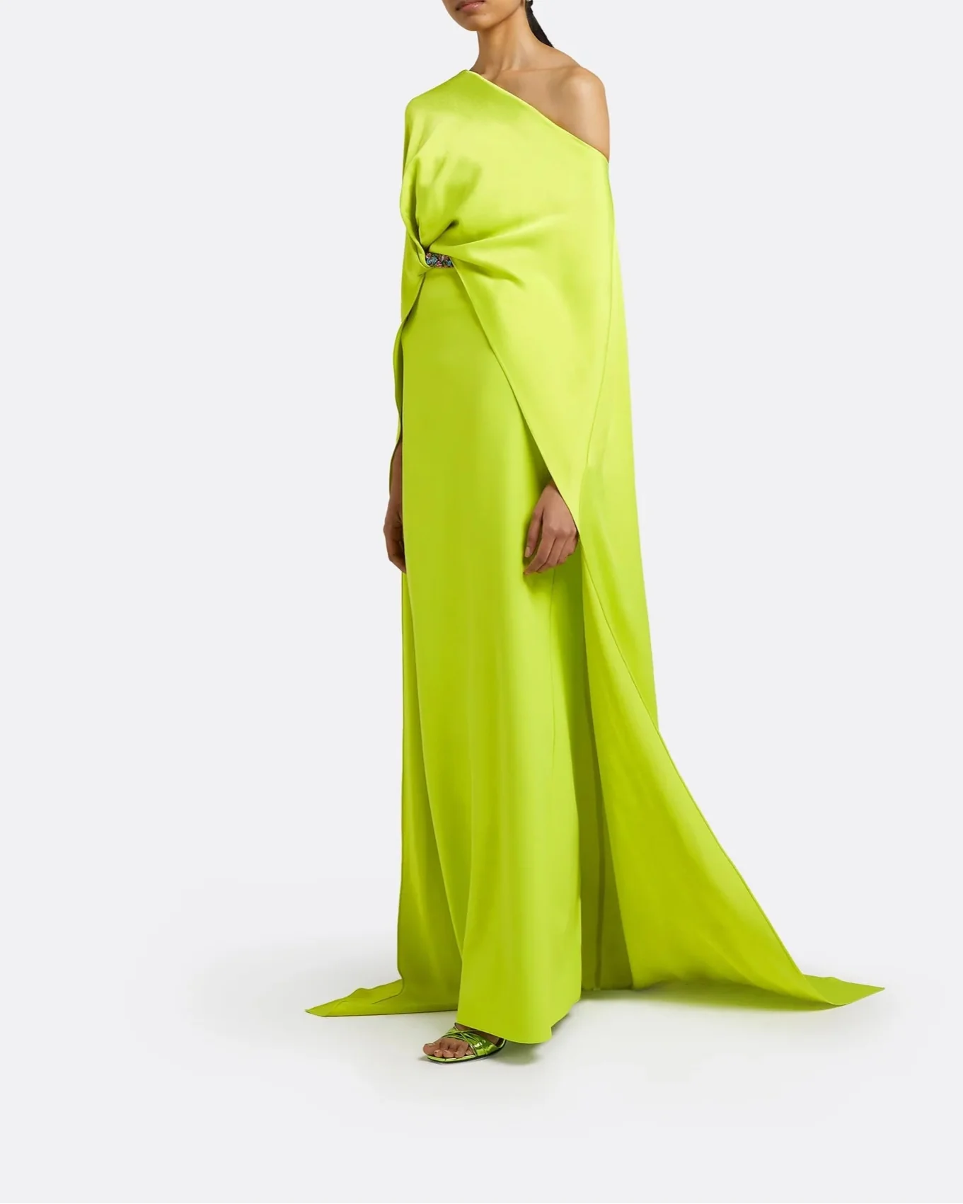 One-shoulder column dress with draped cape - Sarah