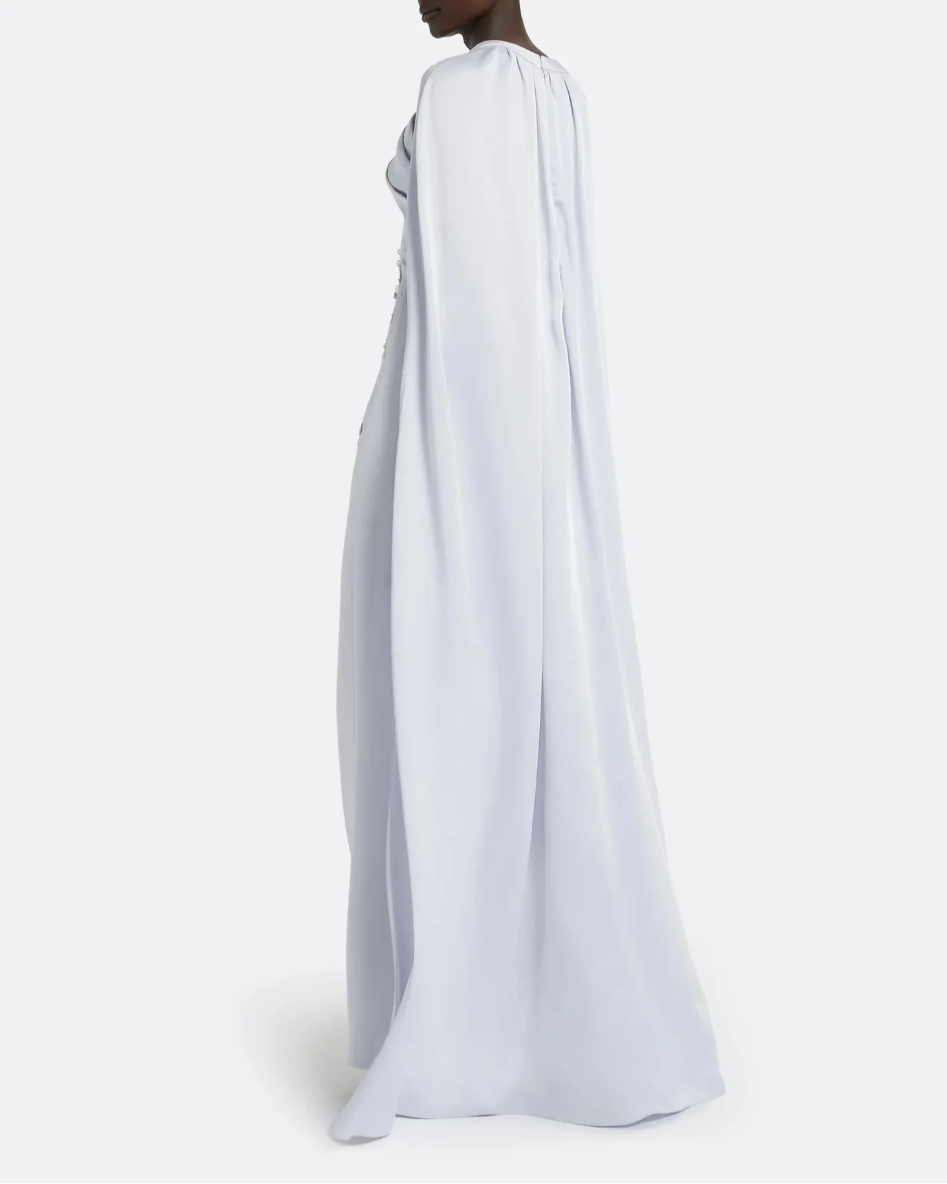Sleeveless column dress with embellished bodice and loose cape - Lauren