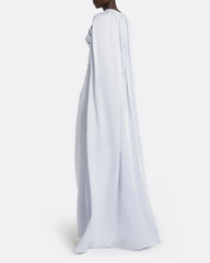 Sleeveless column dress with embellished bodice and loose cape - Lauren