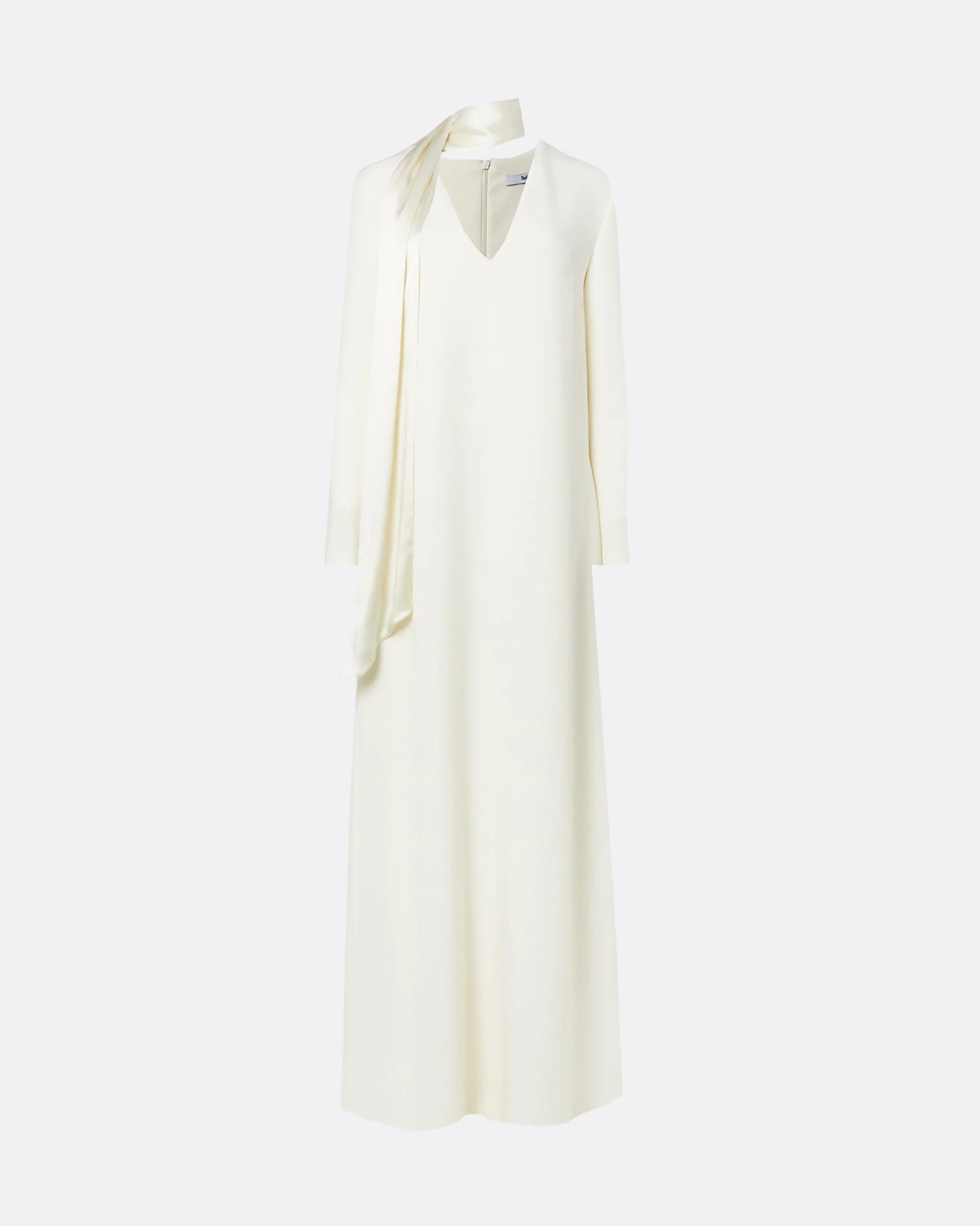 long-sleeve A-line gown with scarf neckline – MIERA