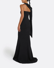 one-shoulder mermaid gown with embellished collar – NOIC