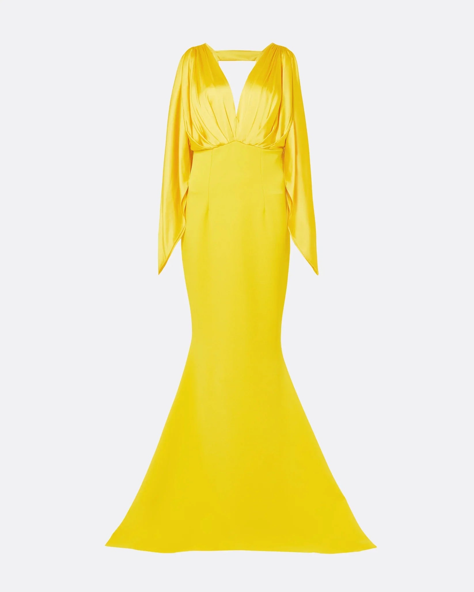 Plunge-neck column gown with draped sleeves - Dani