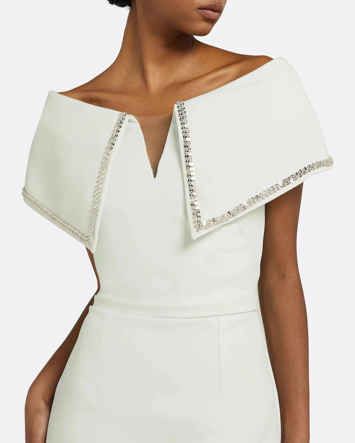 Off-the-shoulder midi dress with embellished neckline - Jessica