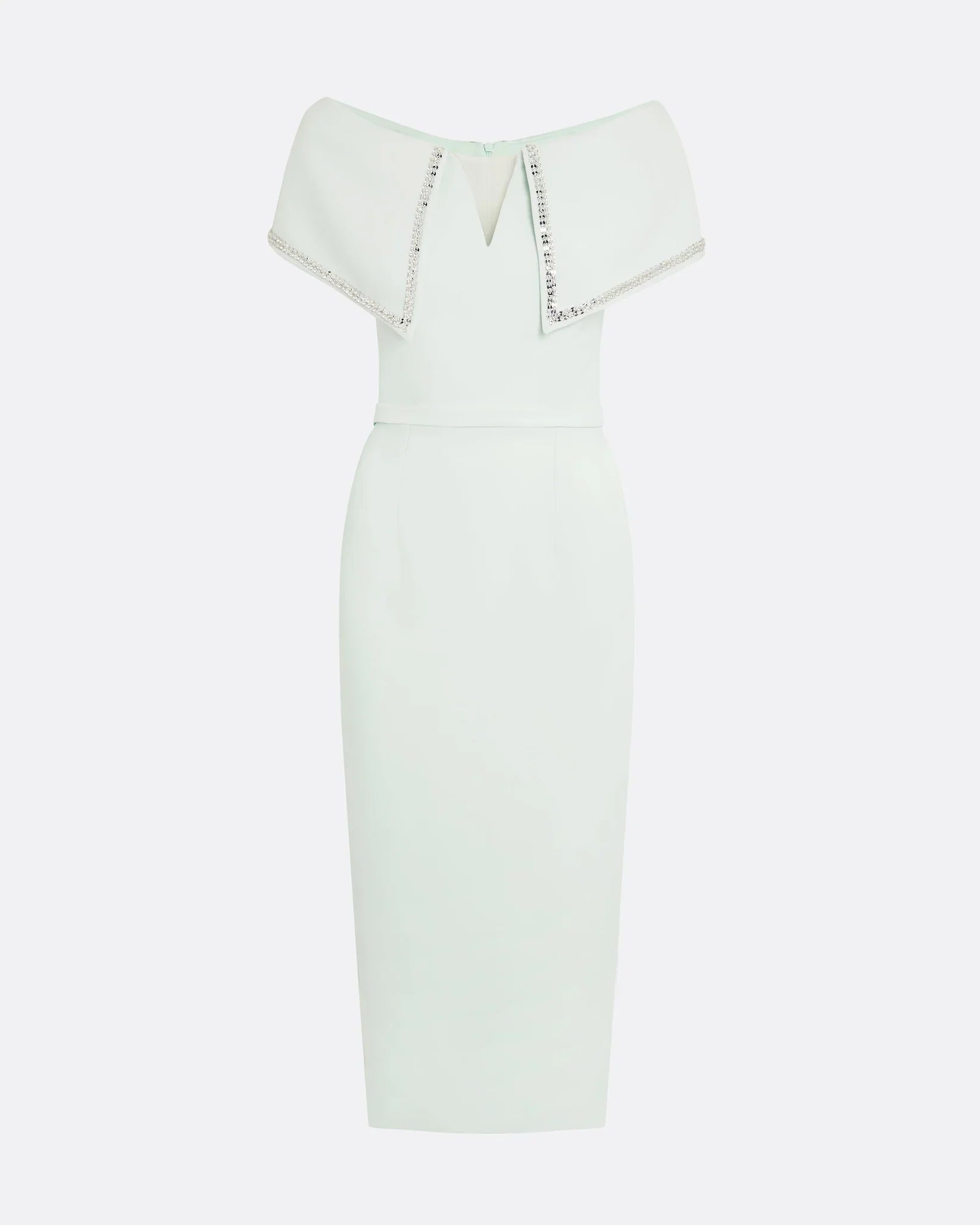 Off-the-shoulder midi dress with embellished neckline - Jessica