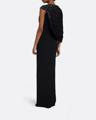 One-shoulder column dress with draped detail and embellishments - Madison