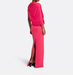 One-shoulder column dress with draped detail and embellishments - Madison