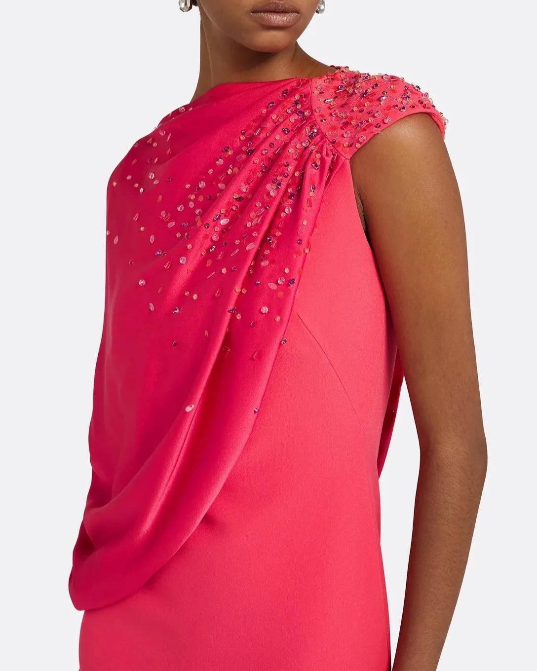 One-shoulder column dress with draped detail and embellishments - Madison