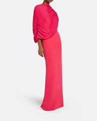 One-shoulder column dress with draped detail and embellishments - Madison