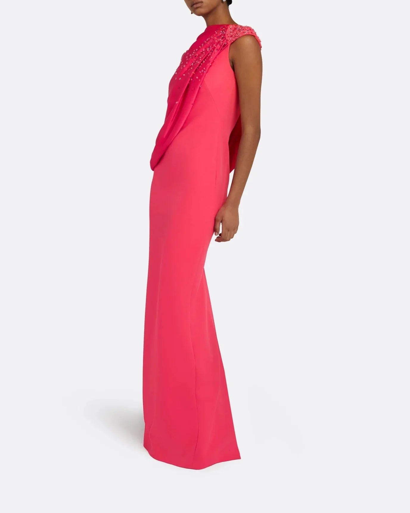 One-shoulder column dress with draped detail and embellishments - Madison